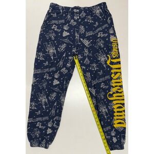 Disney 100th Anniversary Disneyland AOP Pants Joggers Sweats Navy Yellow Adult M